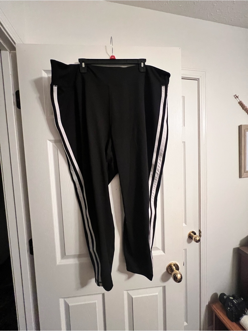Old Navy Black Leggings with White Side Stripes